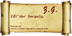 Zádor Gergely névjegykártya