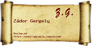 Zádor Gergely névjegykártya